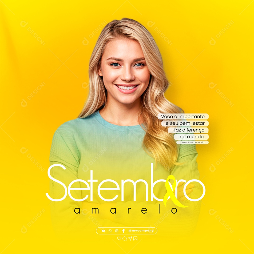 Setembro Amarelo Mês de Prevenção ao Suicídio Social Media Flyer PSD Editável