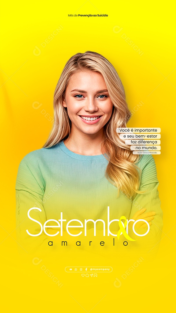 Setembro Amarelo Mês de Prevenção ao Suicídio Social Media Flyer PSD Editável