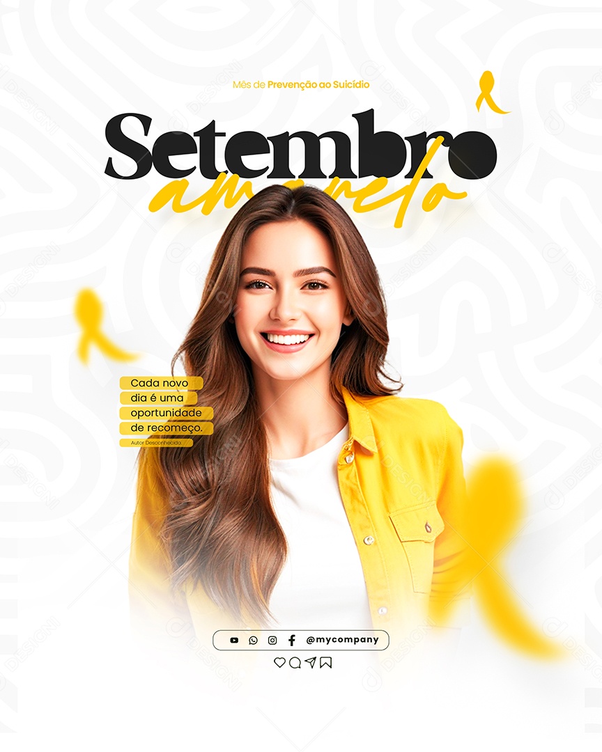 Setembro Amarelo – Mês de Prevenção ao Suicídio Social Media Flyer PSD Editável