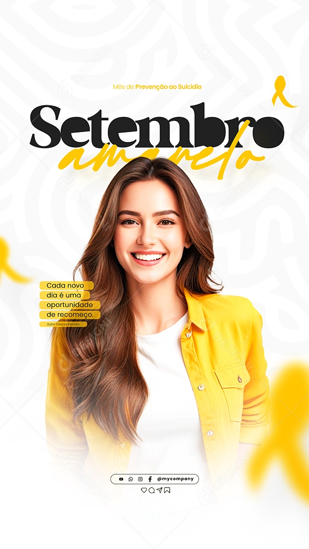 Setembro Amarelo Mês de Prevenção ao Suicídio Social Media Flyer PSD Editável