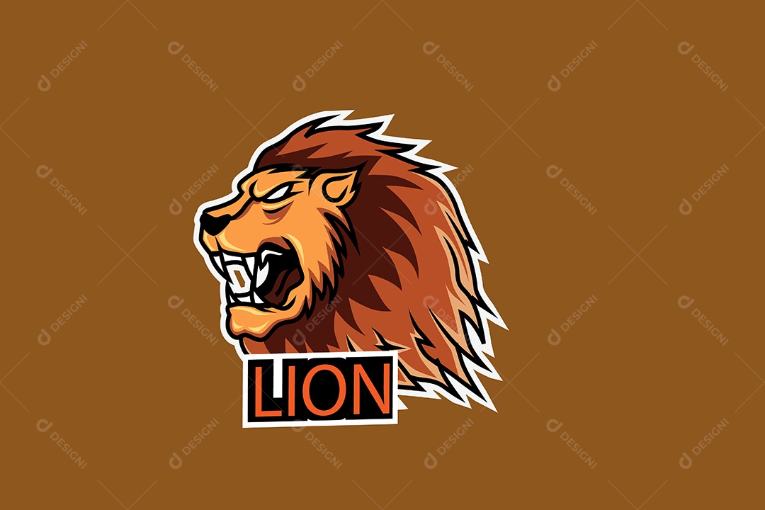 Leão Mascote Ilustração Vetor EPS