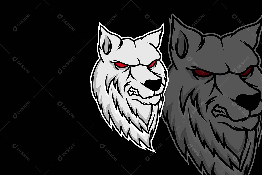 Lobo Mascote Ilustração Vetor EPS