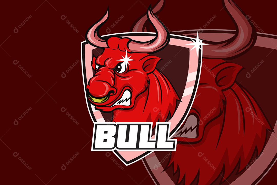 Touro Mascote Ilustração Vetor EPS