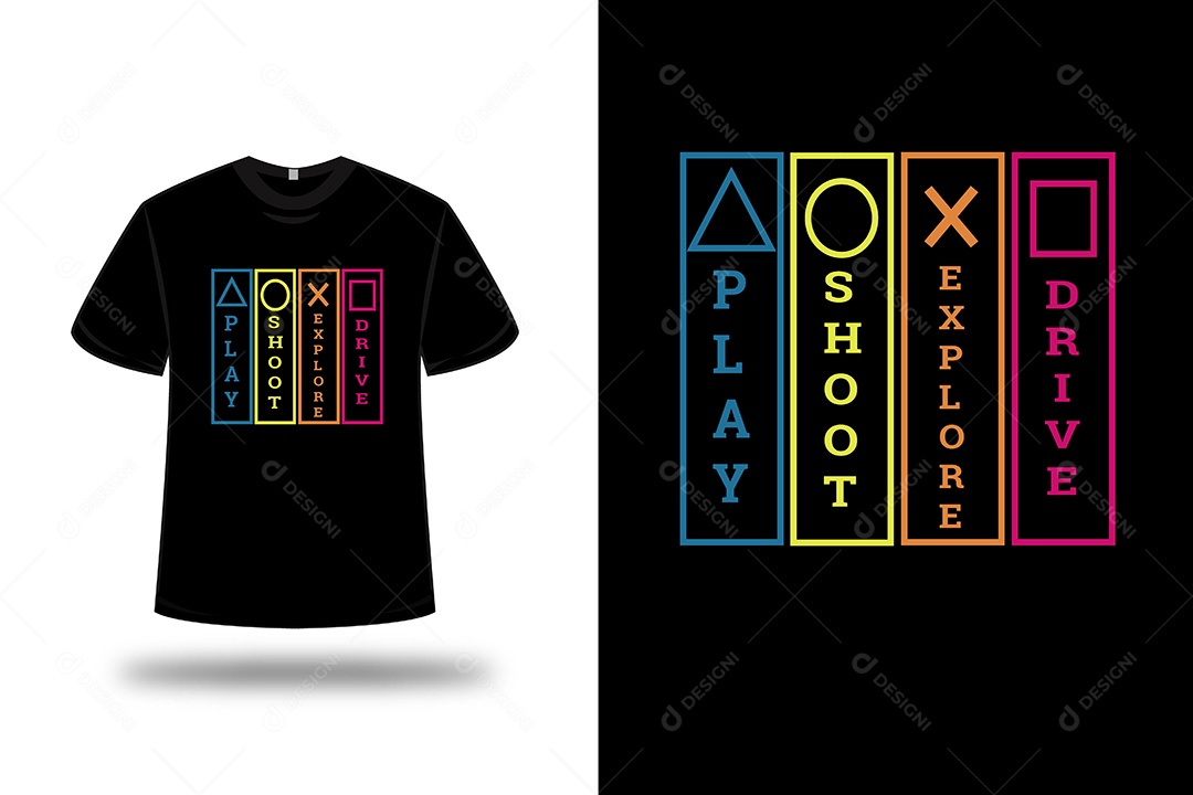 Camiseta Brincar Atirar Explorar Dirigir Vetor EPS