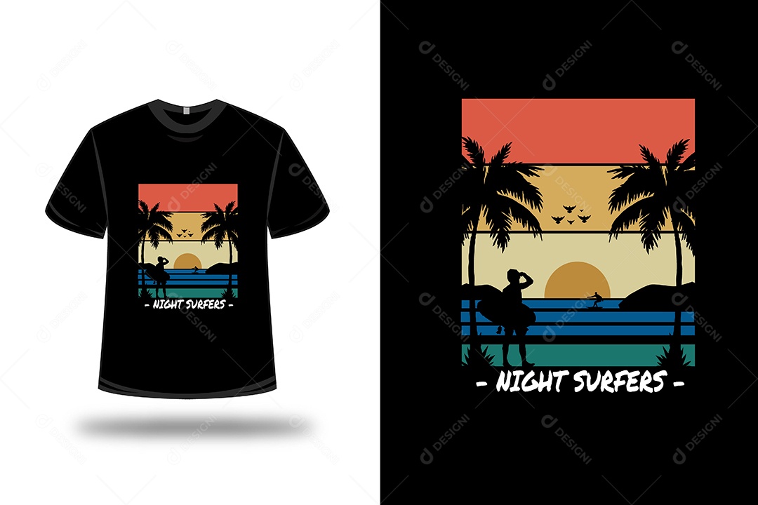 Camiseta Surfistas Noturnos Vetor EPS
