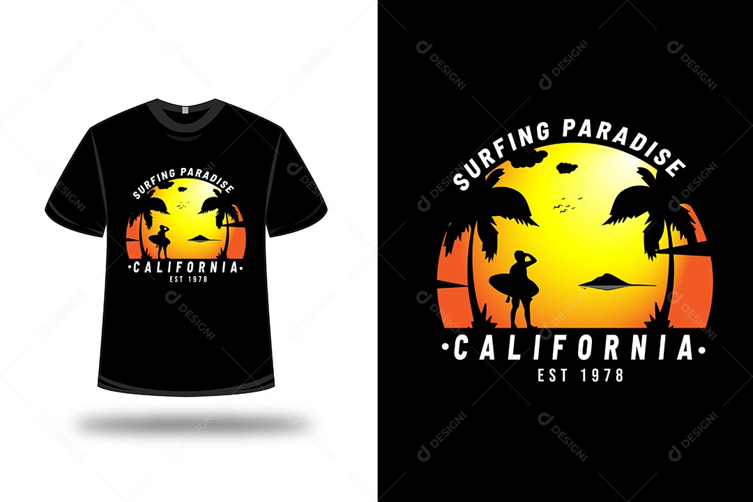 Camiseta  Paraíso Do Surfe Na Califórnia Vetor EPS