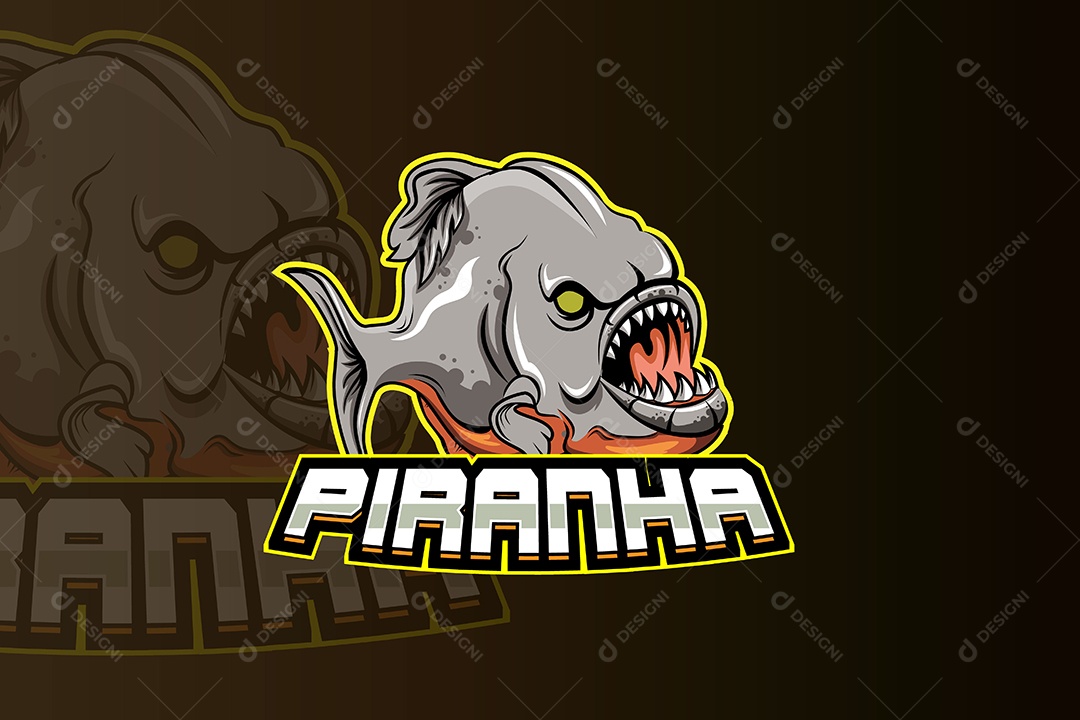 Piranha Mascote Ilustração Vetor EPS