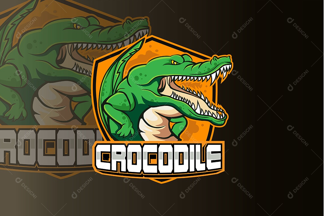 Crocodilo Mascote Ilustração Vetor EPS