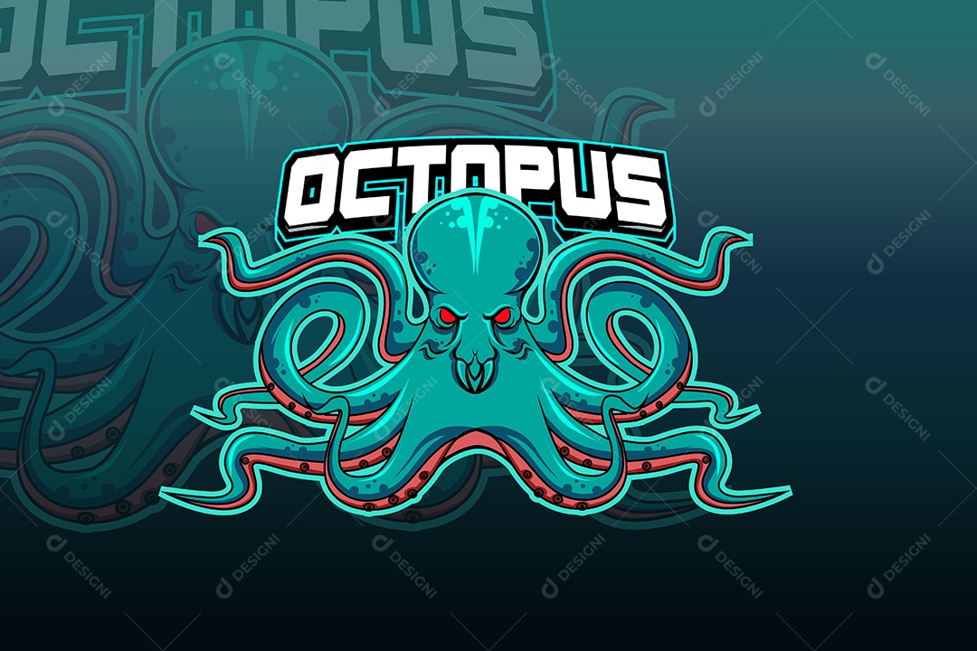 Polvo Mascote Ilustração Vetor EPS