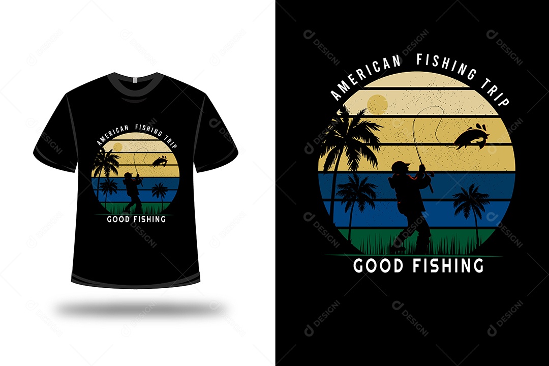 Camiseta Viagem de Pesca Americana Vetor EPS