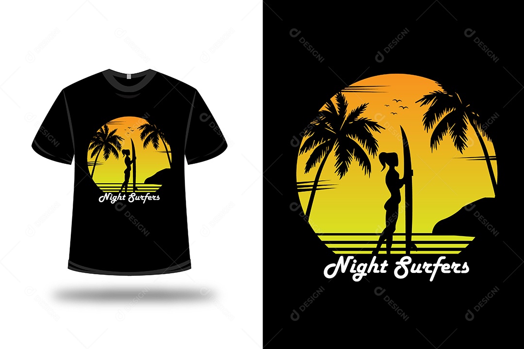 Camiseta Surfistas Noturnos Vetor EPS