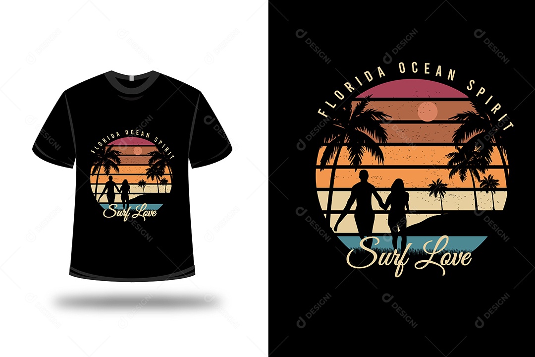 Camiseta Florida Oceano Espírito Surf Amor  Vetor EPS