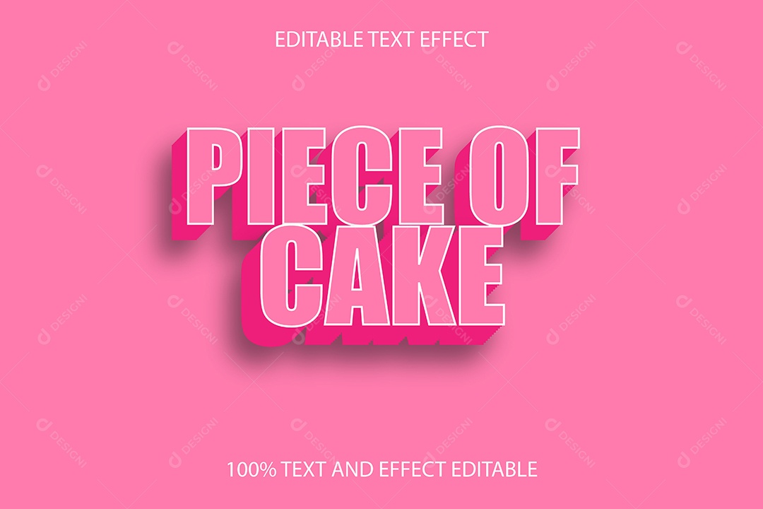 Efeito de Texto Pedaço De Bolo Vetor EPS Editável