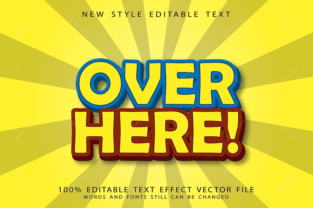 Efeito de Texto Aqui Vetor EPS Editável