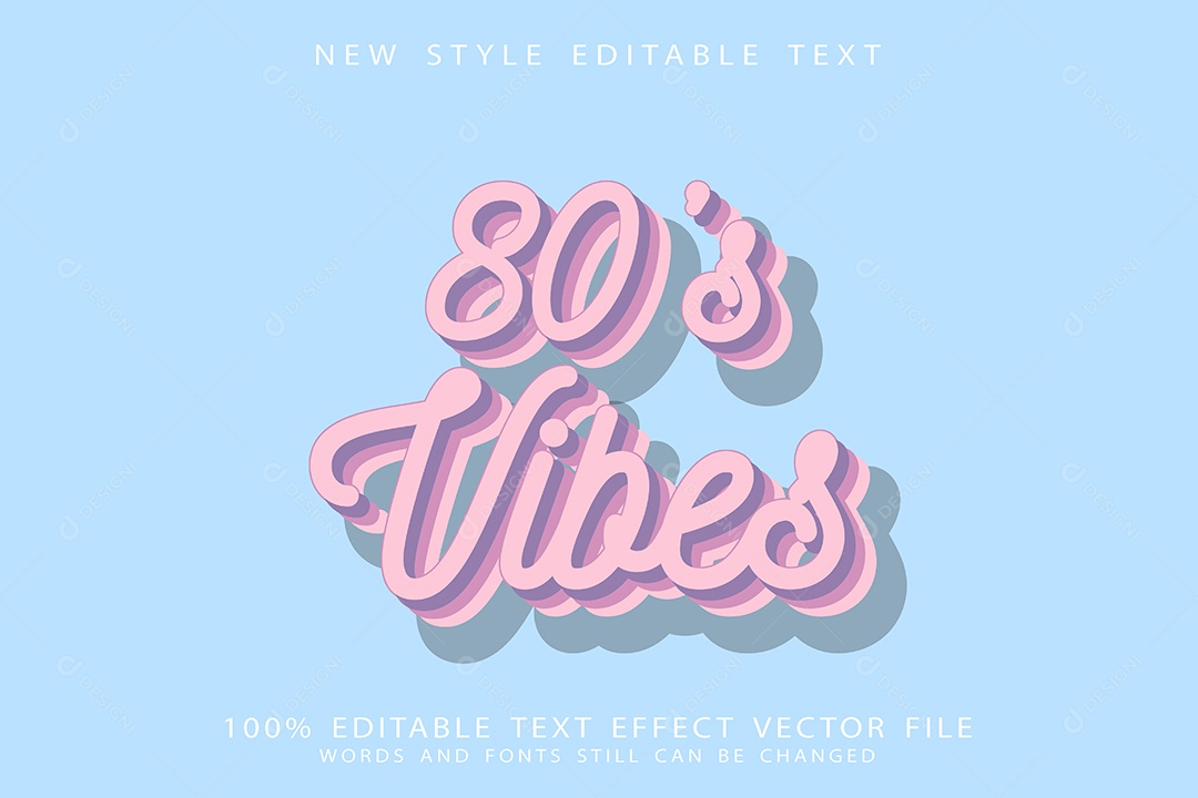 Efeito de Texto Vibrações dos Anos 80 Vetor EPS Editável
