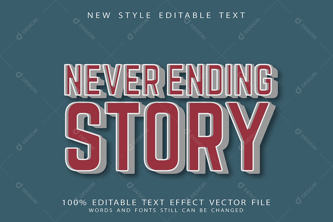 Efeito de Texto História Sem Fim Vetor EPS Editável