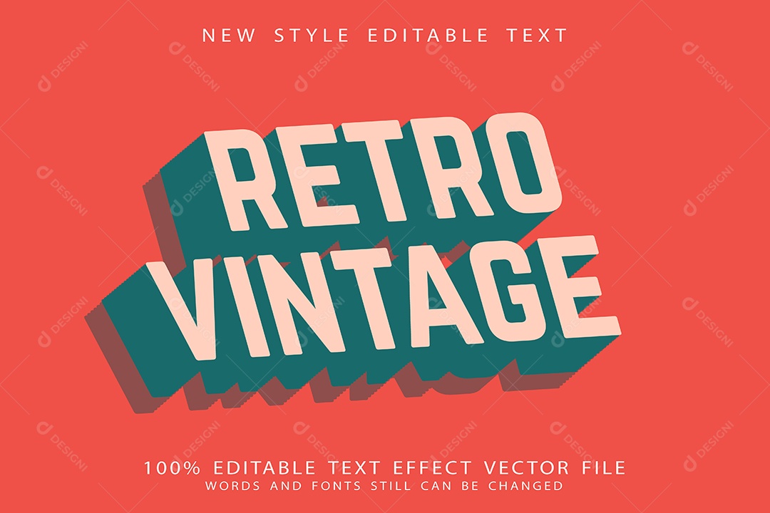 Efeito de Texto Retrô Vintage Vetor EPS Editável