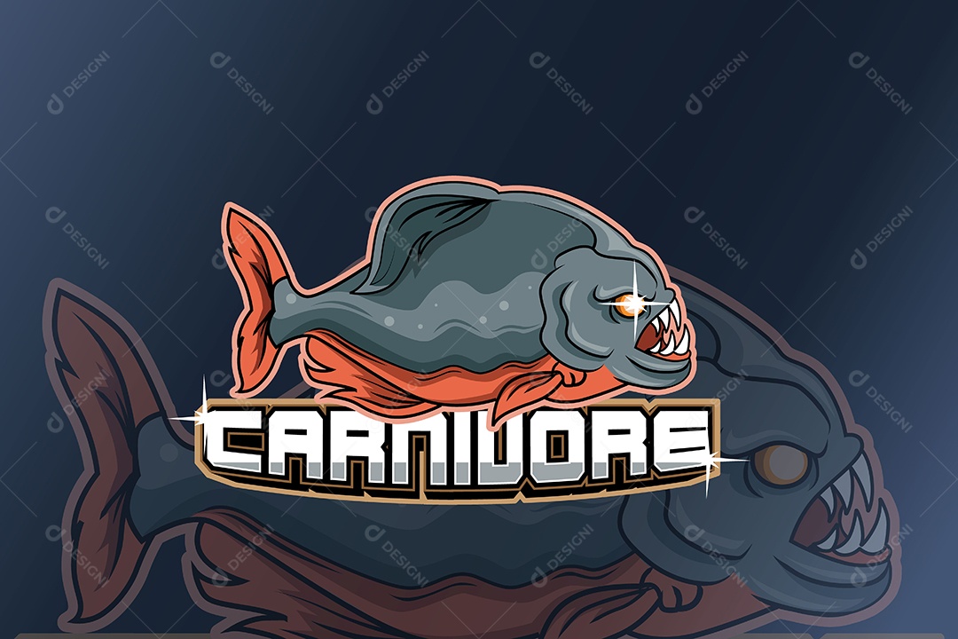 Peixe Mascote Ilustração Vetor EPS