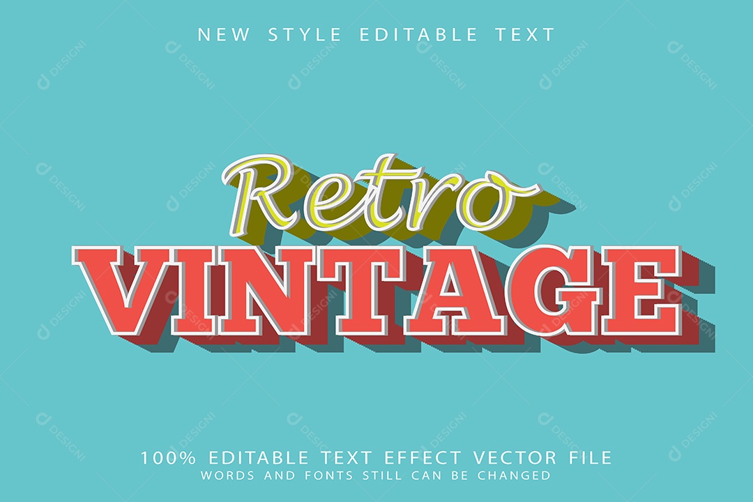Efeito de Texto Retrô Vintage Vetor EPS Editável