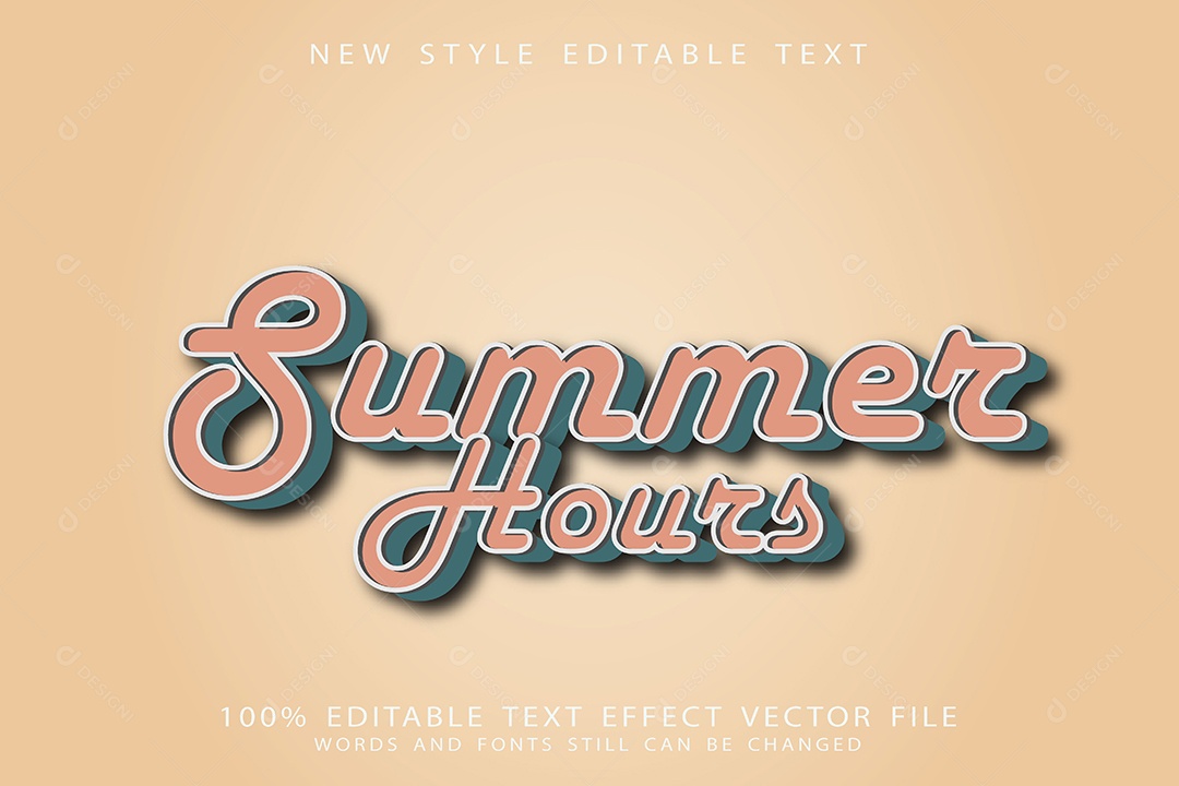 Efeito de Texto Horas de Verão Vetor EPS Editável