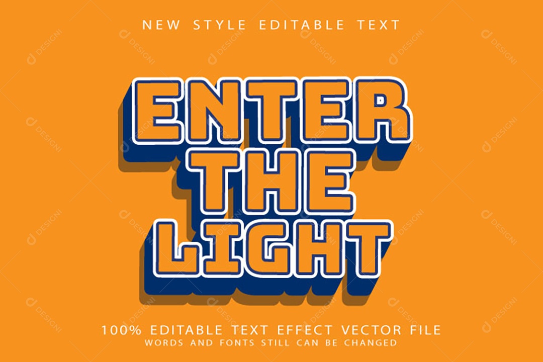 Efeito de Texto Entre na Luz Vetor EPS Editável