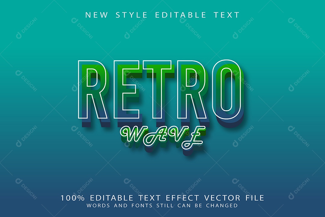 Efeito de Texto Onda Retrô Vetor EPS Editável