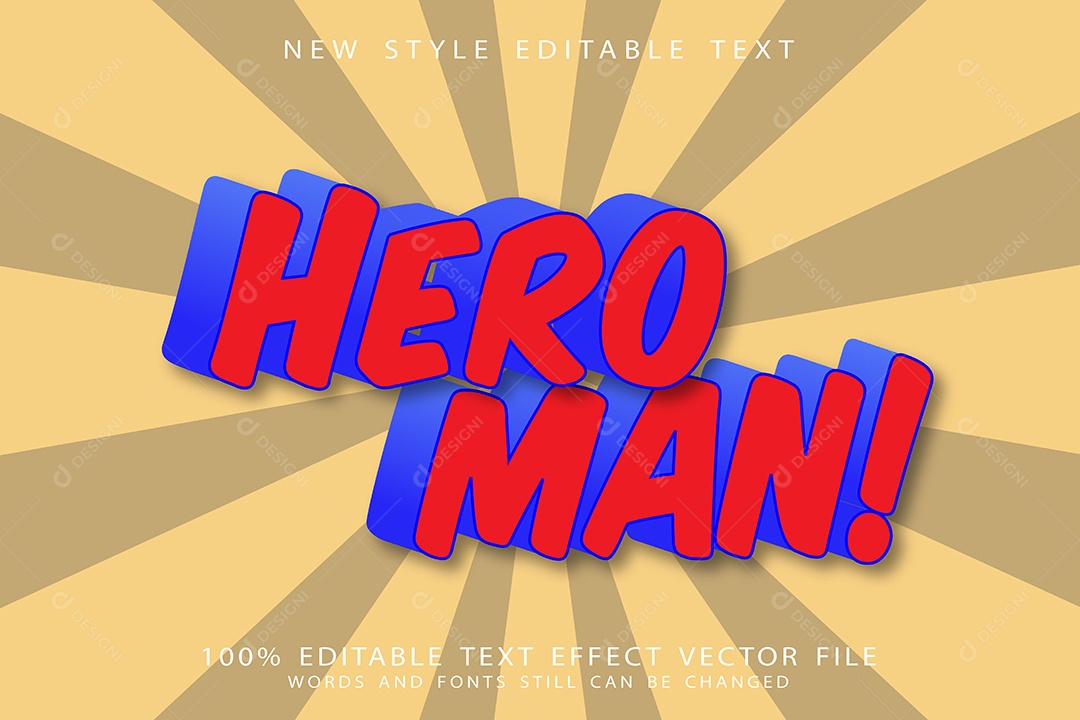 Efeito de Texto Homem Herói  Vetor EPS Editável