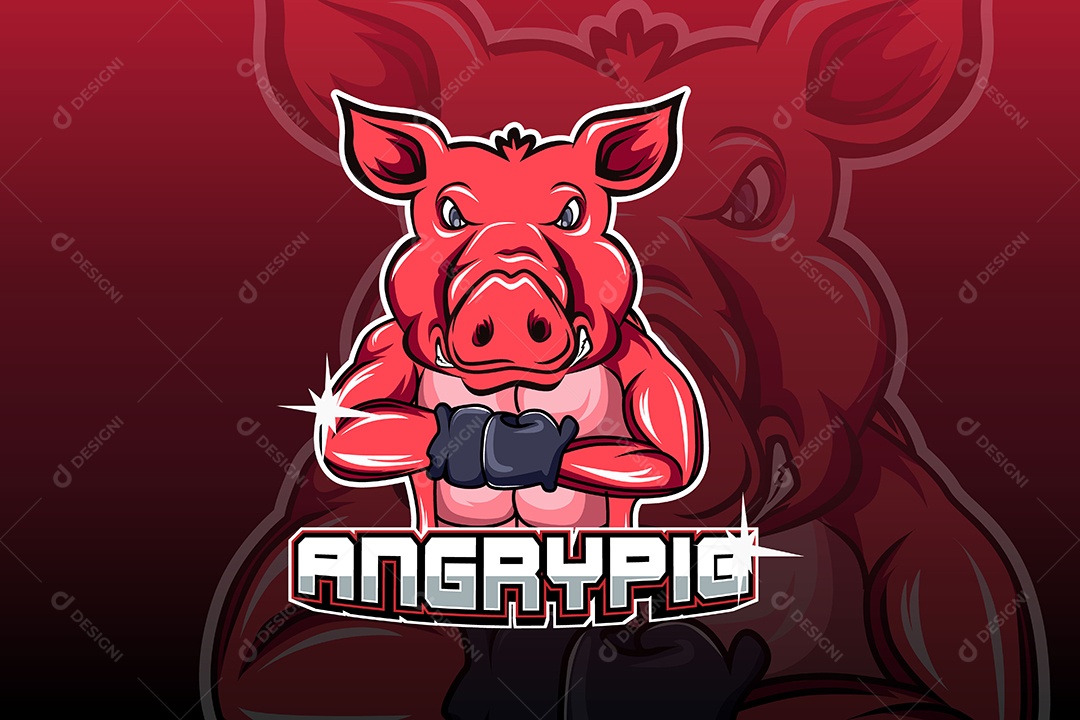 Porco Mascote Ilustração Vetor EPS