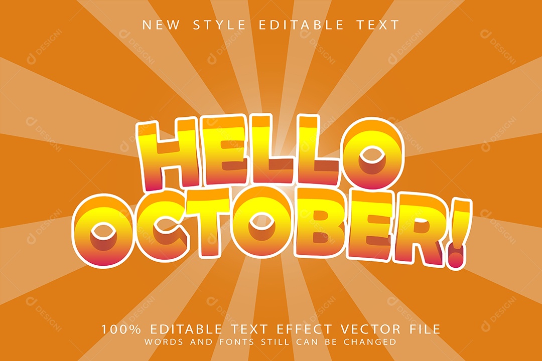 Efeito de Texto Olá Outubro Vetor EPS Editável