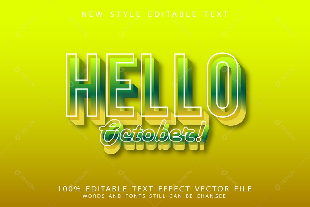 Efeito de Texto Olá Outubro Vetor EPS Editável