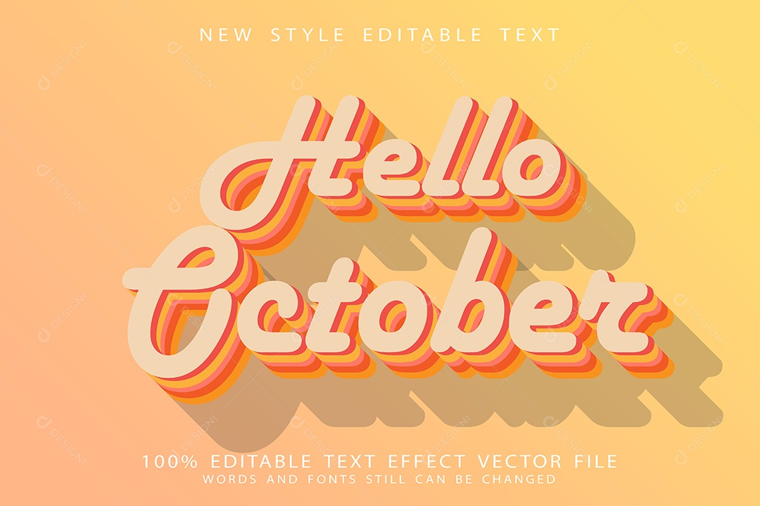 Efeito de Texto Olá Outubro Vetor EPS Editável