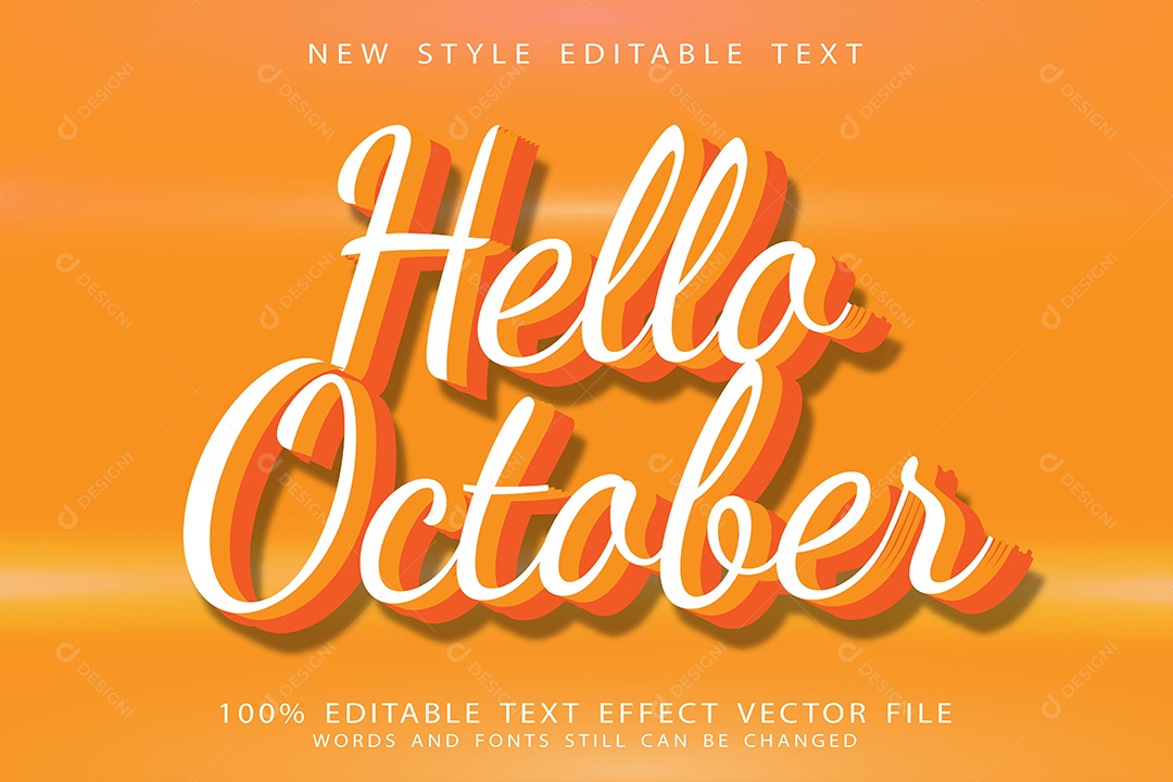 Efeito de Texto Olá Outubro Vetor EPS Editável