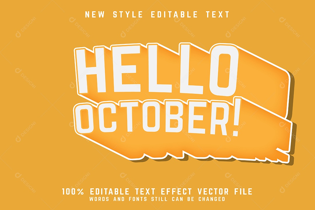 Efeito de Texto Olá Outubro Vetor EPS Editável
