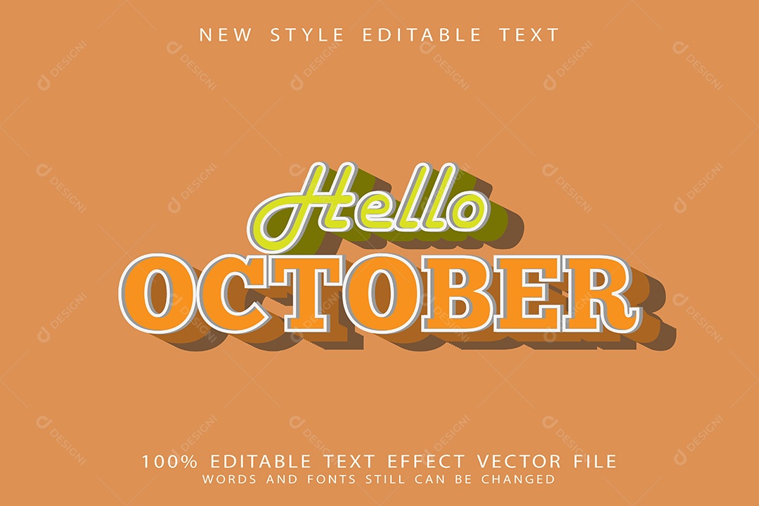 Efeito de Texto Olá Outubro Vetor EPS Editável