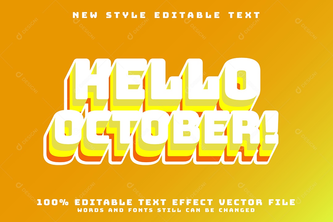 Efeito de Texto Olá Outubro Vetor EPS Editável