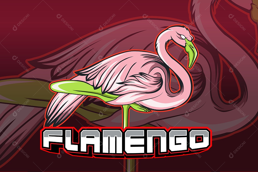 Flamingo Mascote Ilustração Vetor EPS