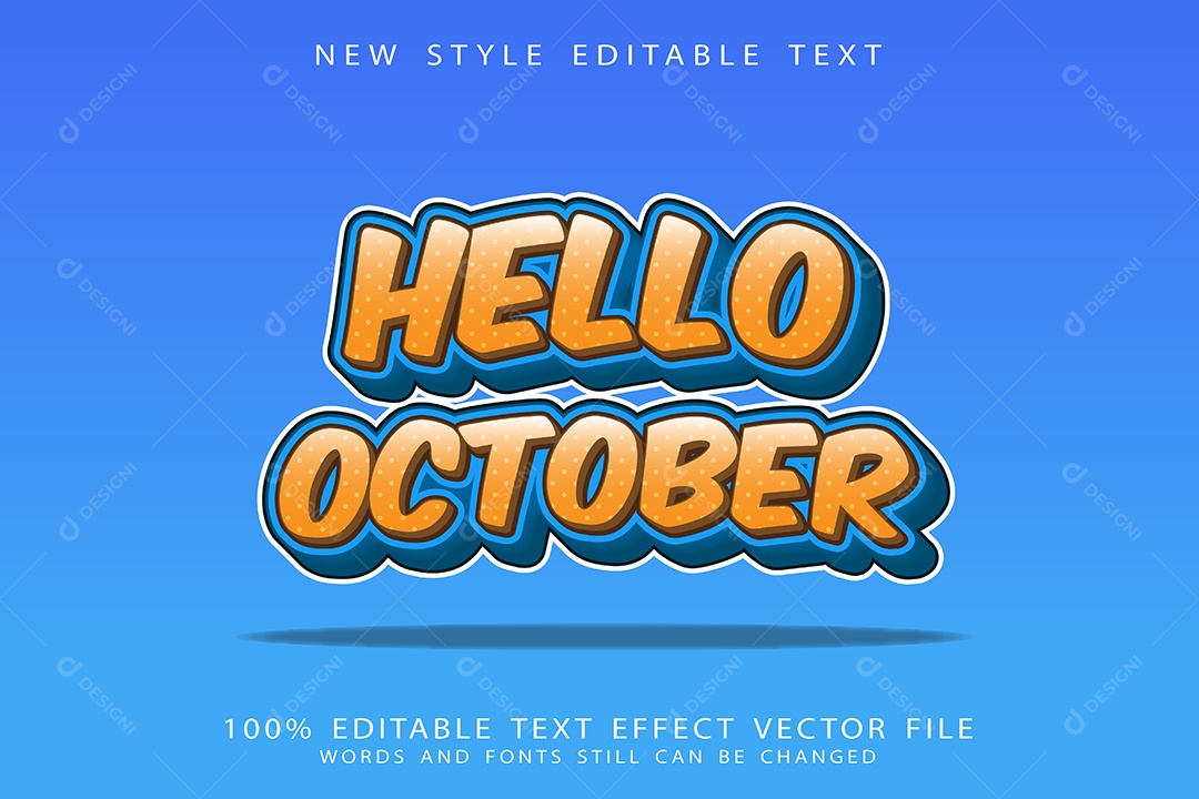 Efeito de Texto Olá Outubro Vetor EPS Editável