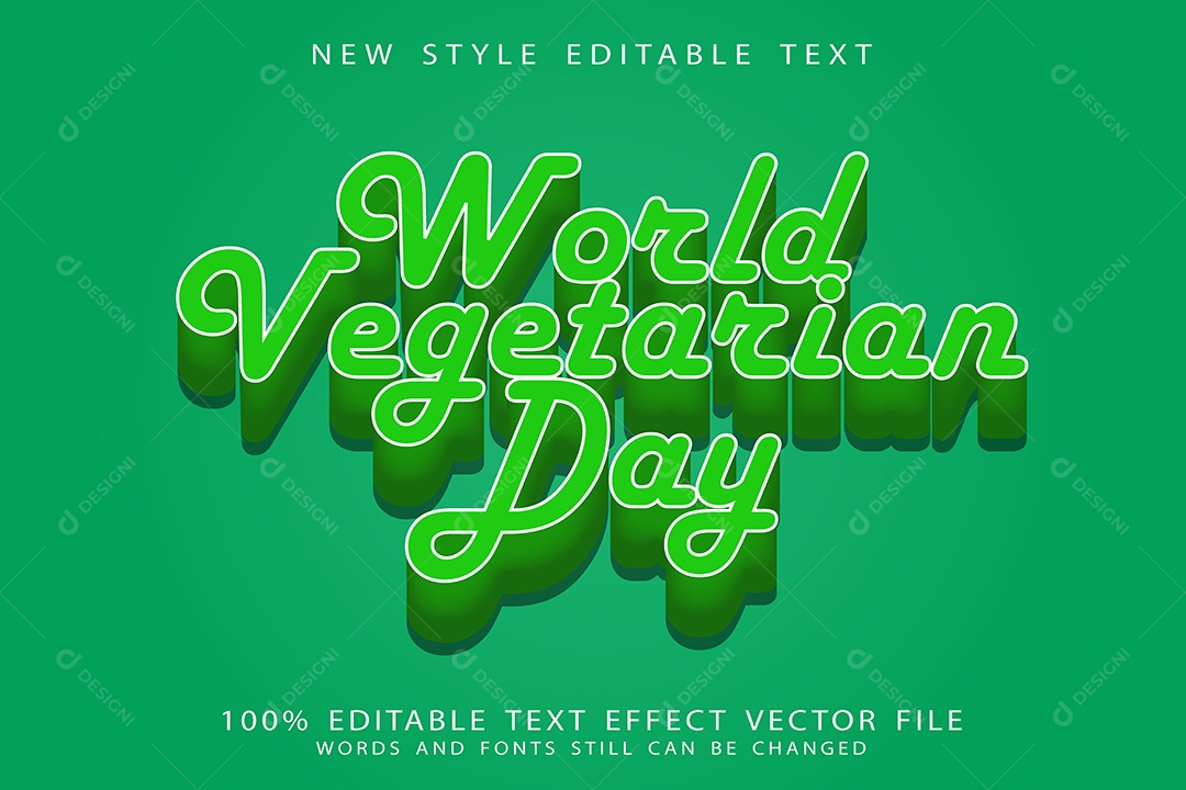 Efeito de Texto Dia Mundial Dos Vegetais Vetor EPS Editável