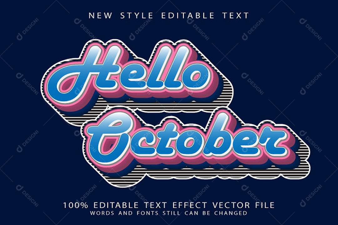 Efeito de Texto Olá Outubro Vetor EPS Editável