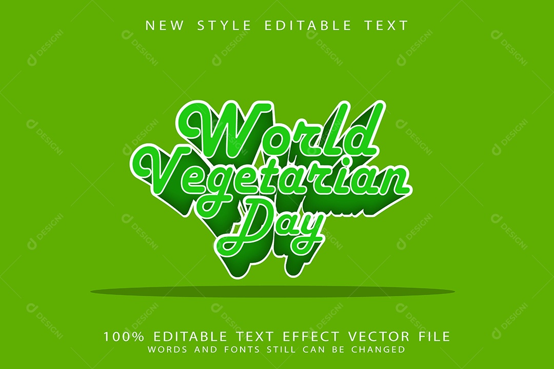 Efeito de Texto Dia Mundial Vegetariano Vetor EPS Editável