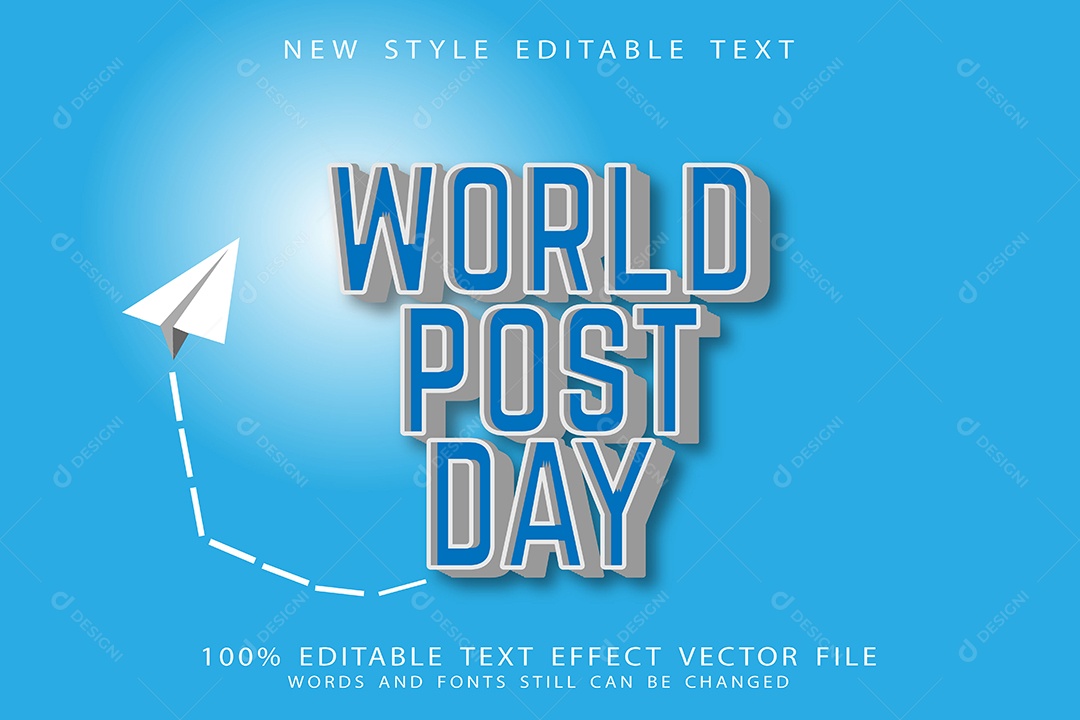 Efeito de Texto Dia Mundial Dos Correios Vetor EPS Editável