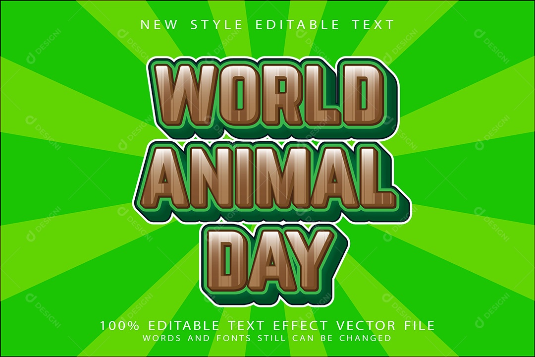 Efeito de Texto Dia Mundial Dos Animais Vetor EPS Editável