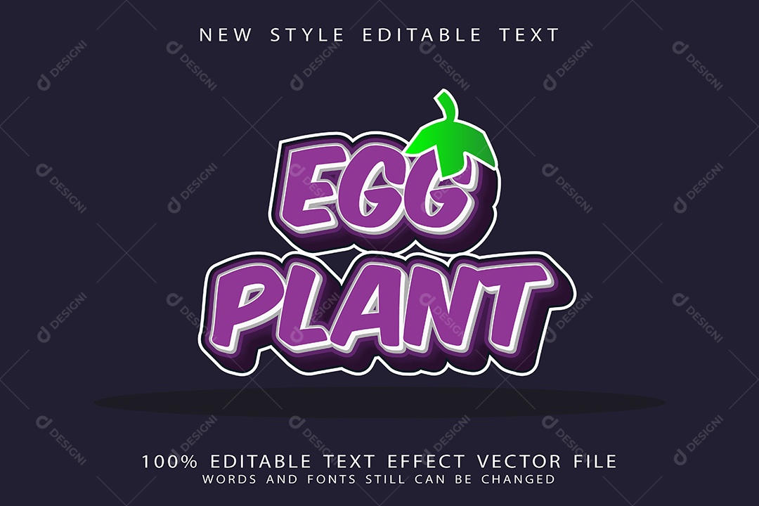 Efeito de Texto Beringela Vetor EPS Editável