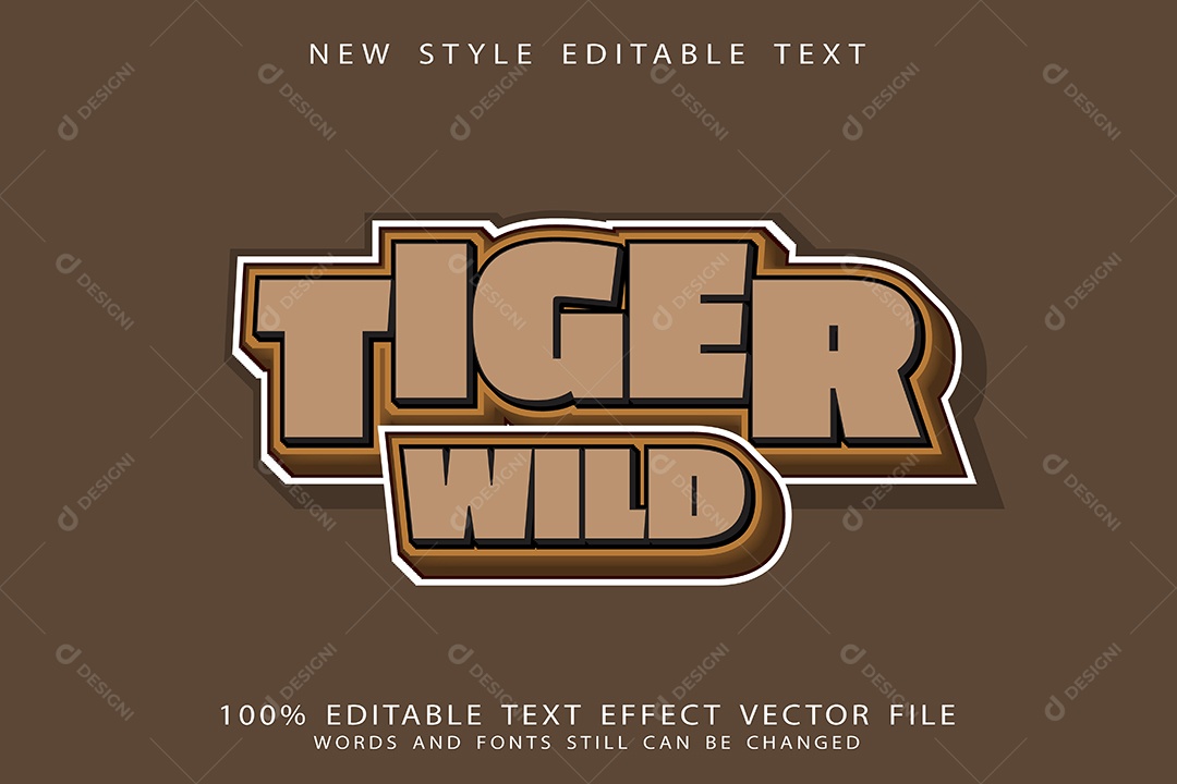Efeito de Texto Tigre Selvagem Vetor EPS Editável
