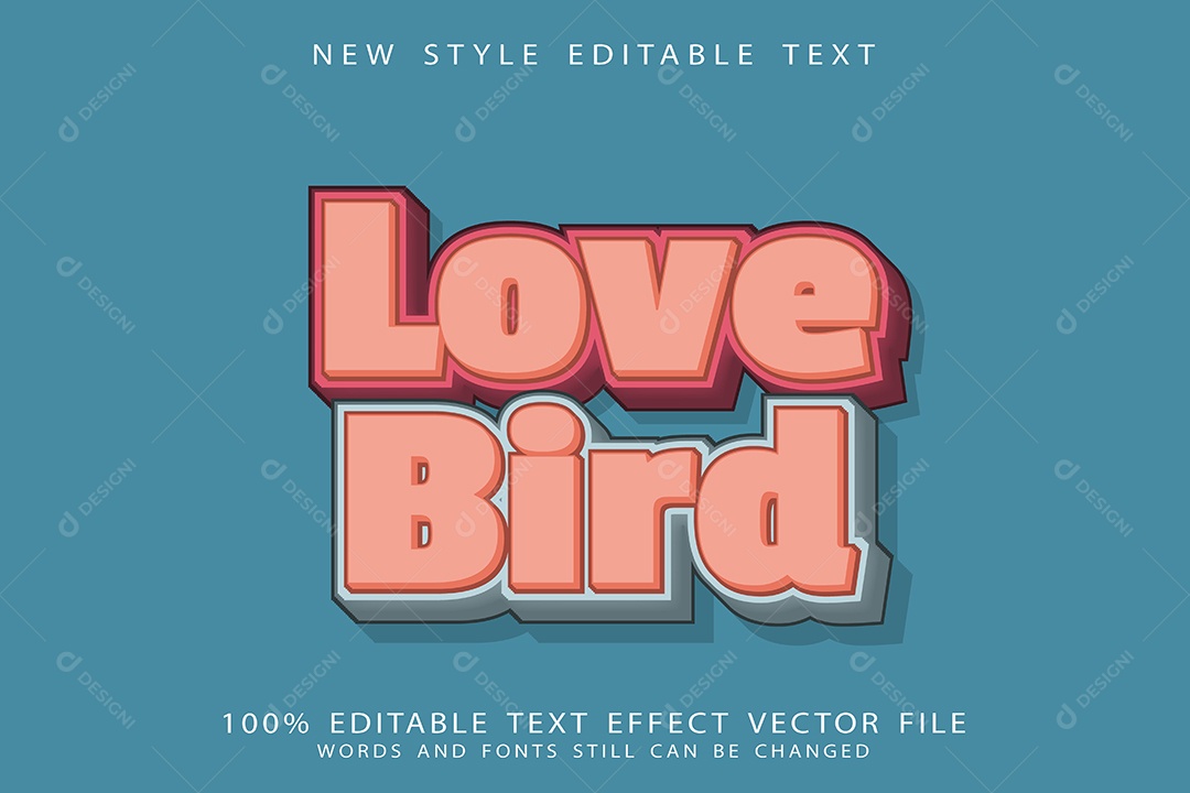 Efeito de Texto Pássaro Do Amor Vetor EPS Editável