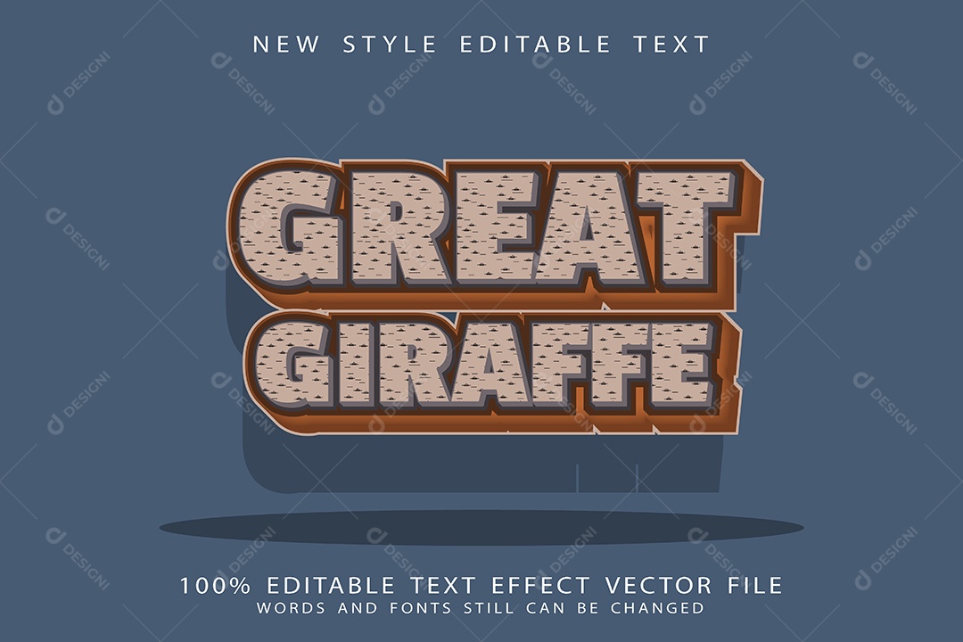 Efeito de Texto Grande Girafa Vetor EPS Editável