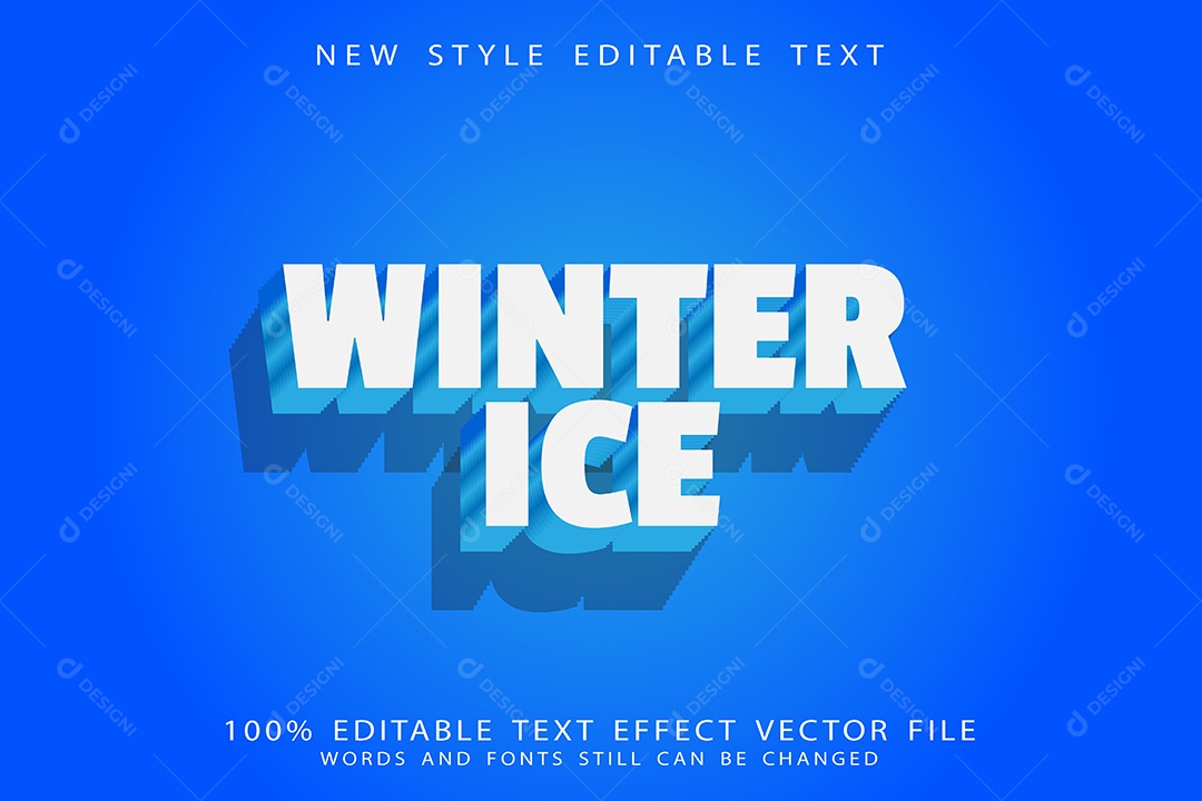 Efeito de Texto Gelo de Inverno Vetor EPS Editável