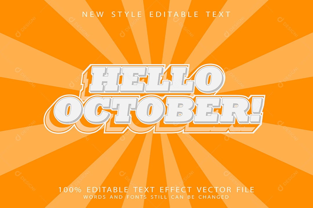 Efeito de Texto Olá Outubro Vetor EPS Editável