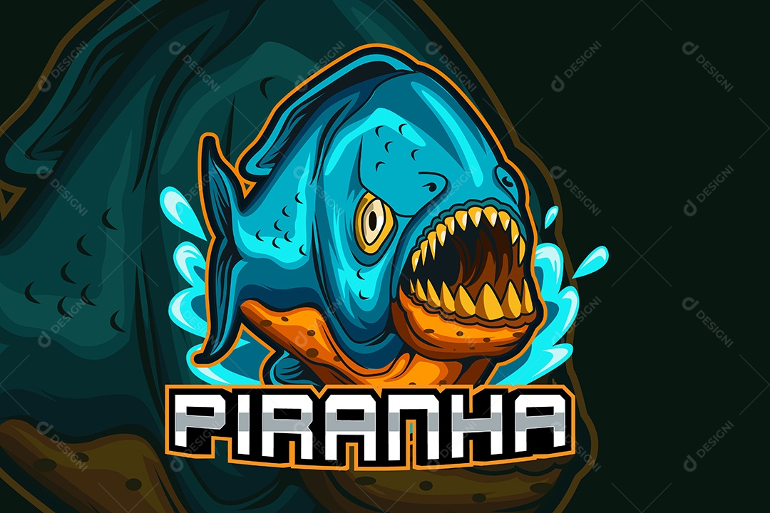 Piranha Mascote Ilustração Vetor EPS