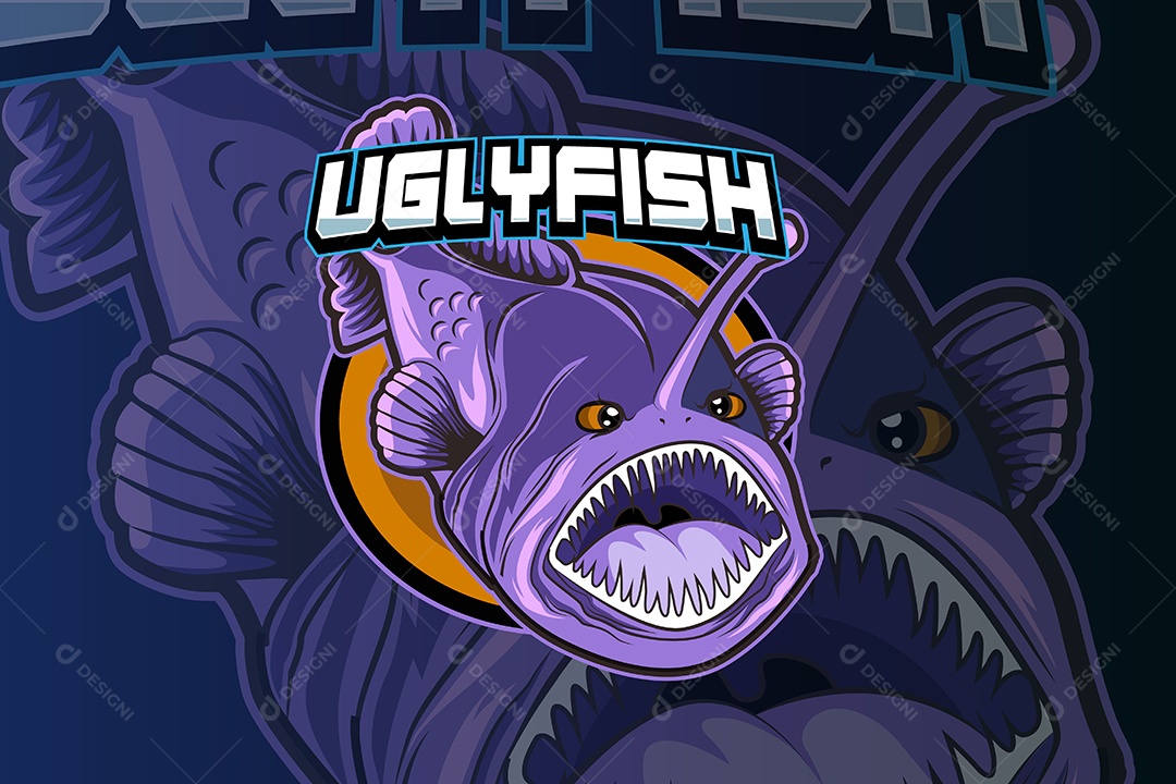 Peixe Mascote Ilustração Vetor EPS